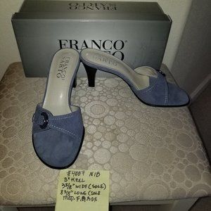 4007 NIB Franco Sarto Blue Suede 7M 3" Sandal
